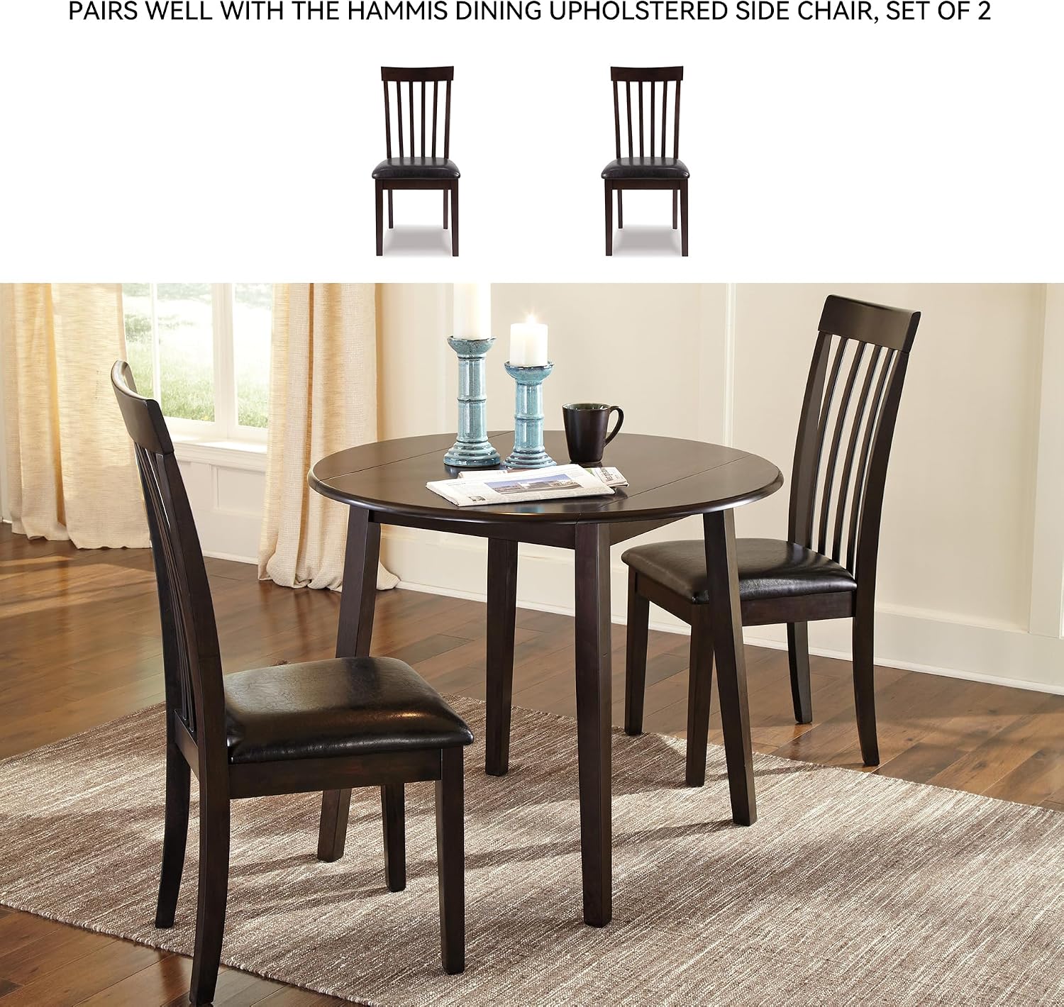 Dark Brown Round Drop Leaf Table