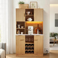 Natural Wood Wine Coffee Bar Sideboard Cabinet