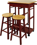 Red Drop Leaf Cart & 2 Stools