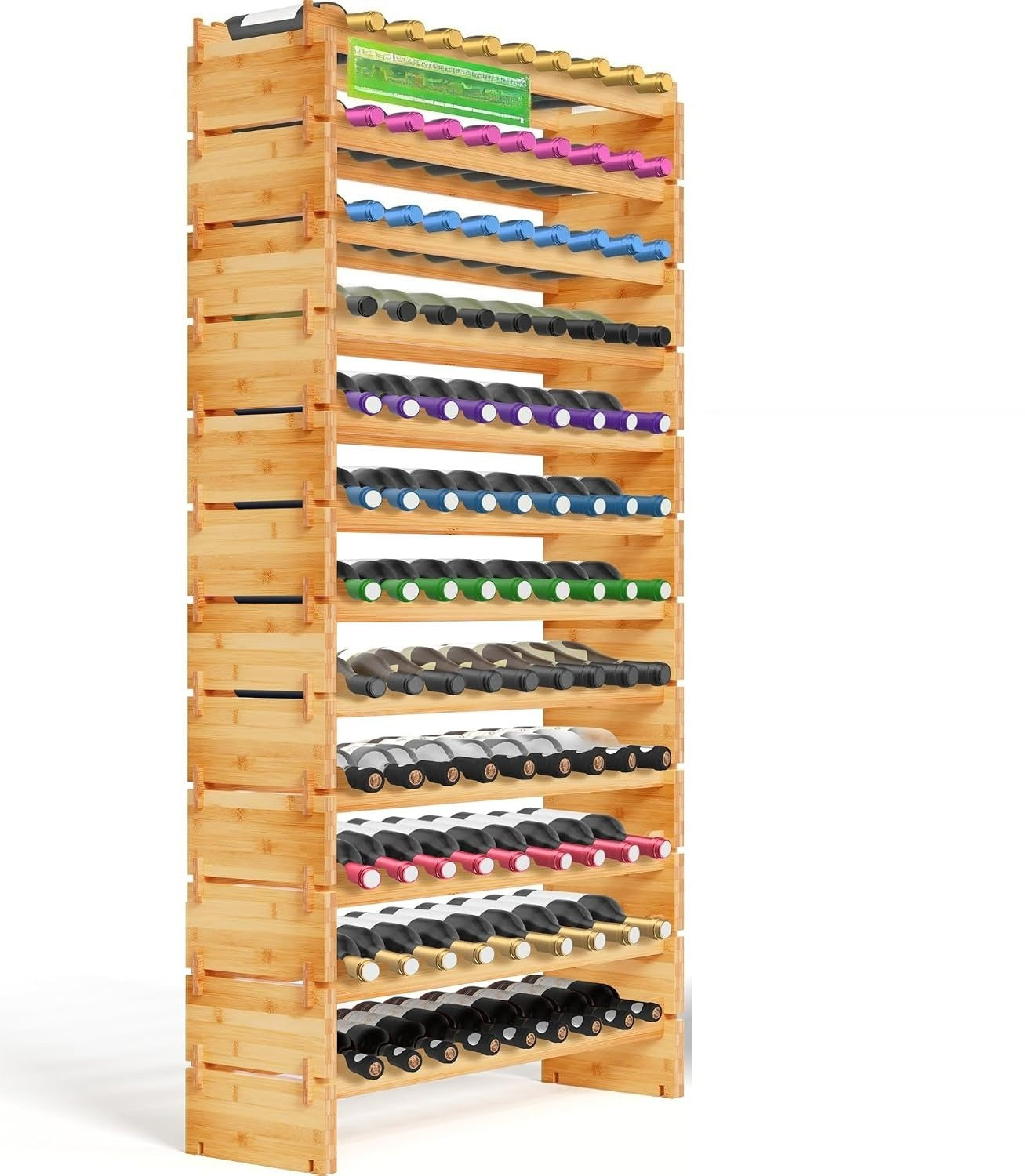 Natural Bamboo 108 Bottle Stackable Wine Rack