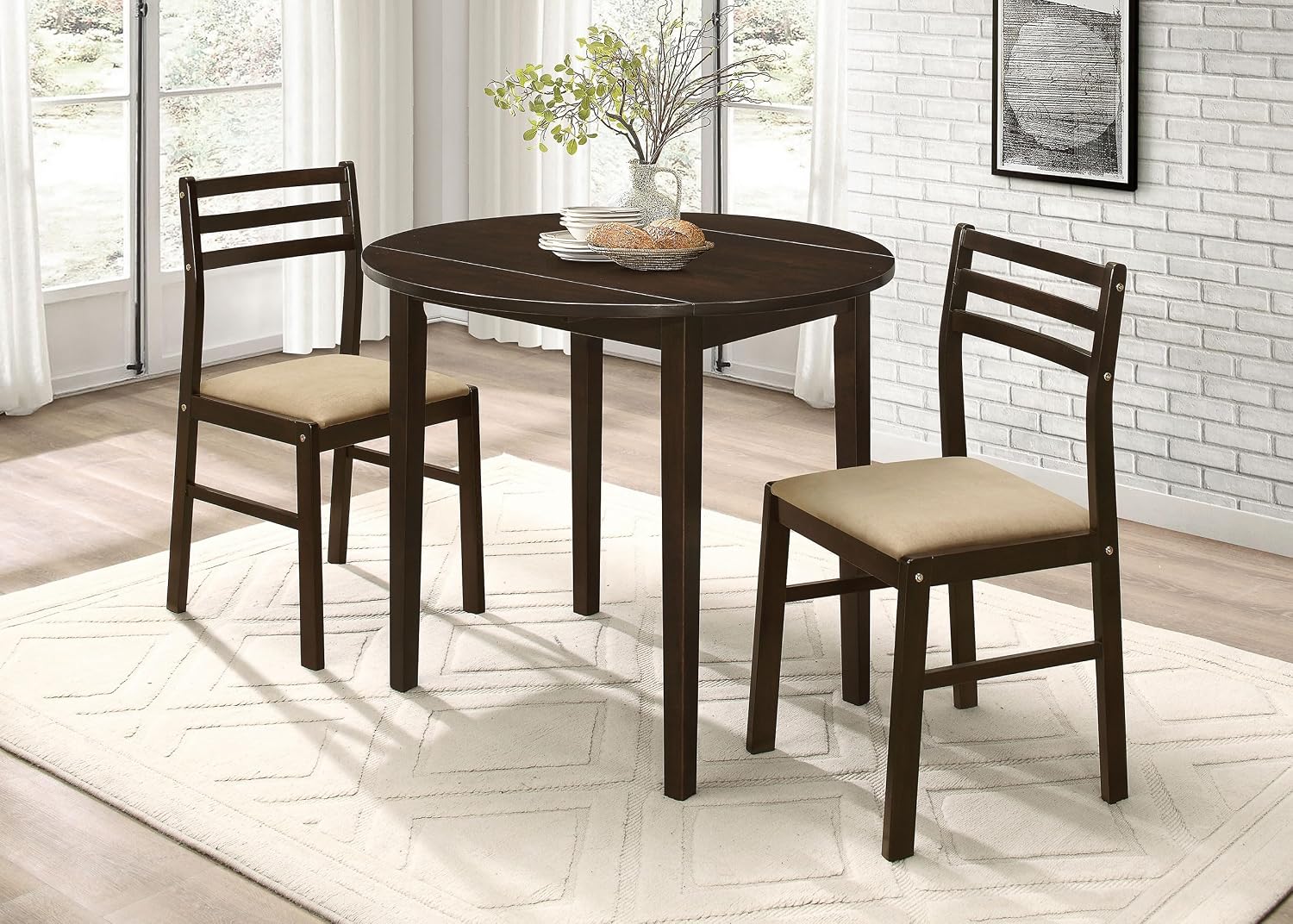 Cappuccino Tan 3pc Round Dining Set