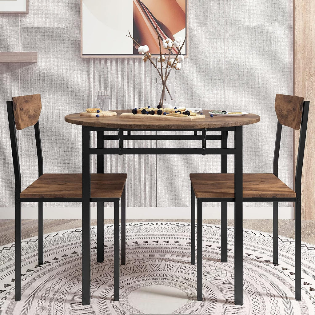Rustic Brown 3pc Foldable Dining Set
