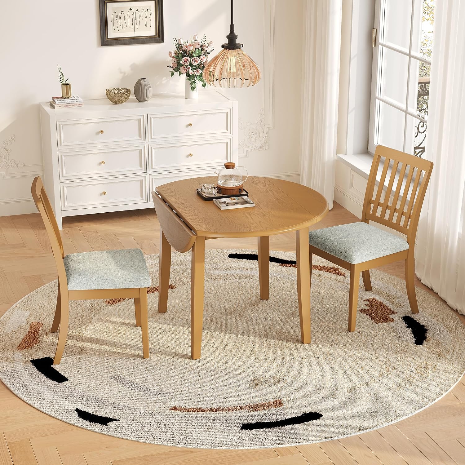 Light Brown 3pc Drop Leaf Dining Set